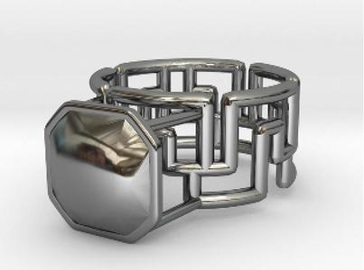 Classical Greek Curve Ring 17.53mm with Flanders Gem