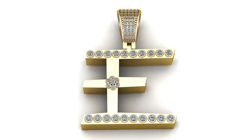 STYLISH ALPHABET E PENDANT 3D PRINTABLE MODEL