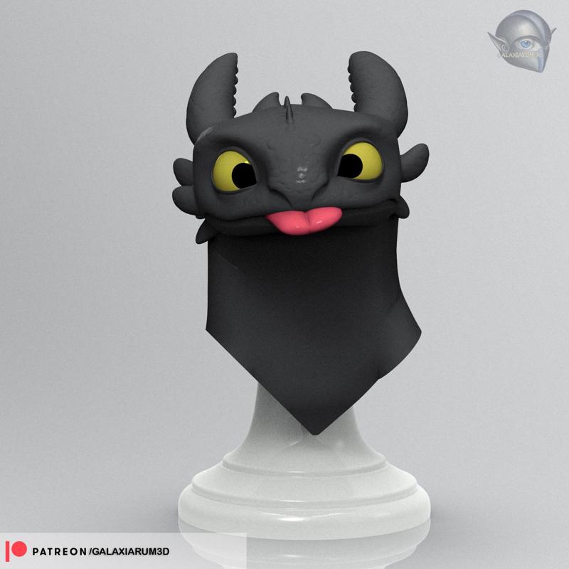 Toothless Night Fury – Playful Bust STL
