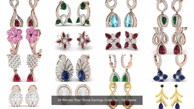 39 Women Pear Stone Earrings Collection