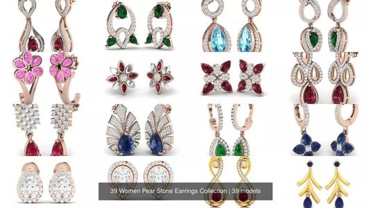 39 Women Pear Stone Earrings Collection