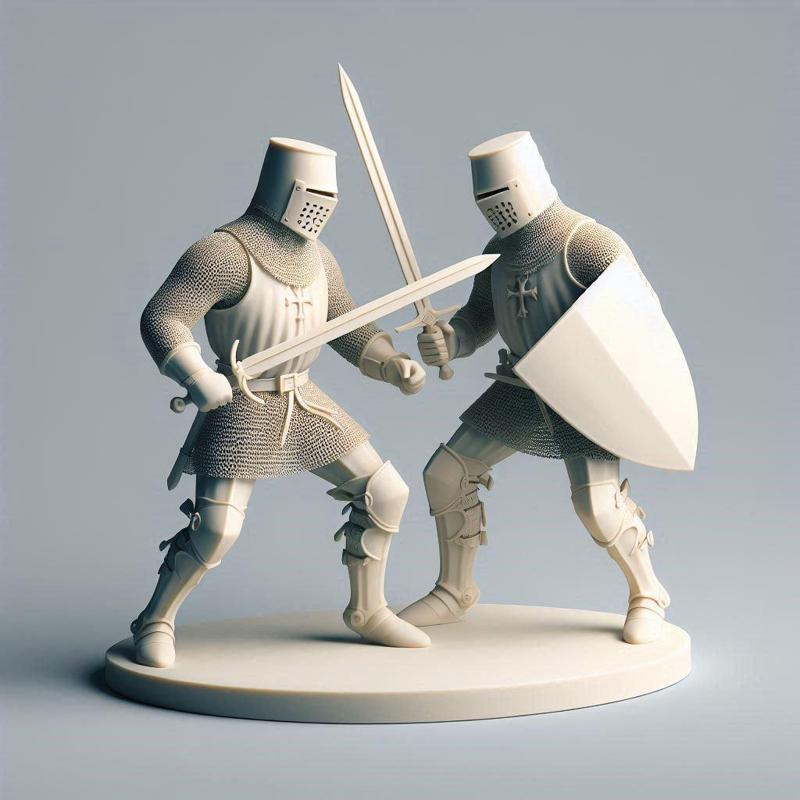 310 Knight Duel - Minimalist Ivory Battle Scene