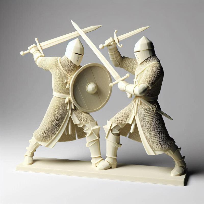 314 Knight Duel - Minimalist Ivory Battle Scene
