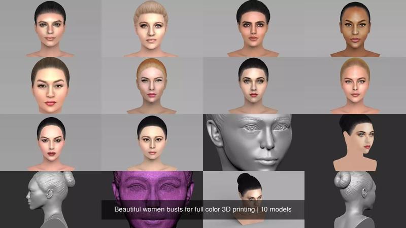 Beautiful women busts for full color 3D printing 3D Model Collection