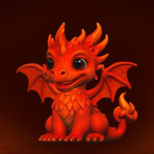 Cute Fire Dragon - Fantasy Creature STL for 3D Printing