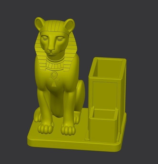 "Egyptian Lion Organizer – Mythical Storage Tray with Ancient Style | 3D Printable STL"