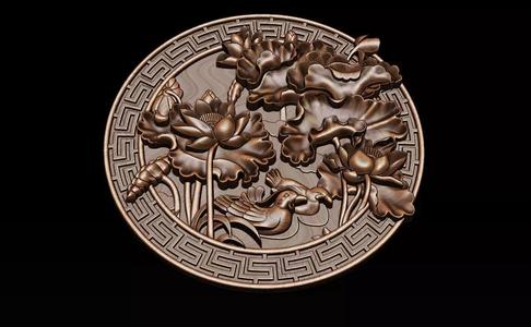 3D STL Models CNC Router - carved Mural Lotus