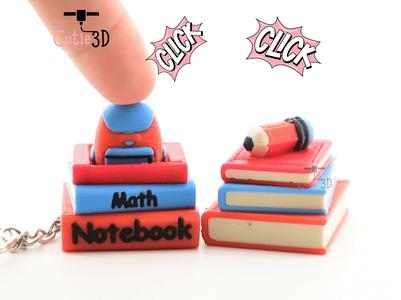 Cutie3D Back To School Book Stack Keycap Fidget Clicker Keychain - Cute Backpack Keychain