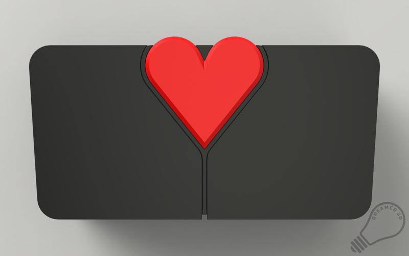 Jewelry boxes - heart between jewels - 2 Lids