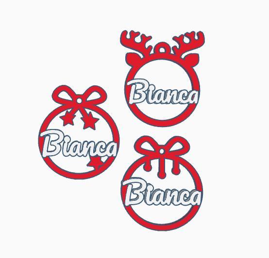 3 x Bianca, personalized Christmas tree ball