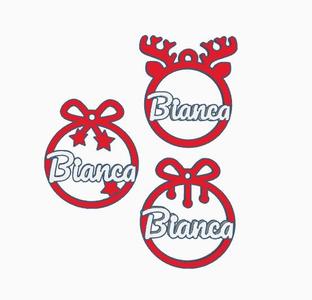 3 x Bianca, personalized Christmas tree ball