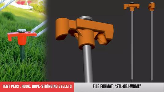 Tent pegs hook rope stringing eyelets