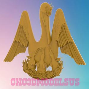 Pelican in nests 3D MODEL STL FILE FOR CNC ROUTER LASER