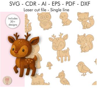 Woodland Animals - Vectors for laser cutting