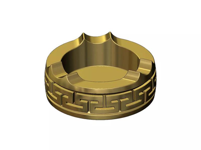 Greek key pattern carved ashtray bowl