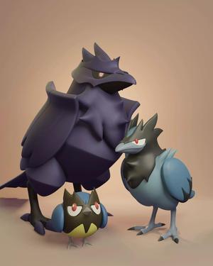 Pokemon - Rookidee Corvisquire and Corviknight