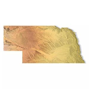 Nebraska Topographic Map STL Model