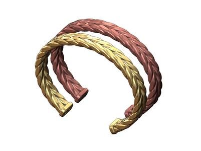 Double row Faceted braided wire cuff bracelet 3D print model