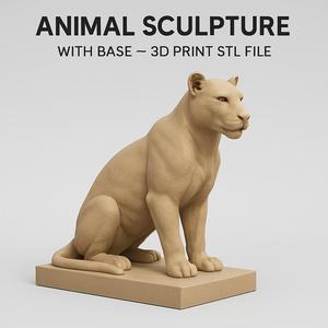Sitting Lioness Sculpture – 3D Print STL File