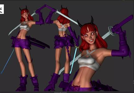 Cyper Girl Demon - Interstellar mercenary 3d Print