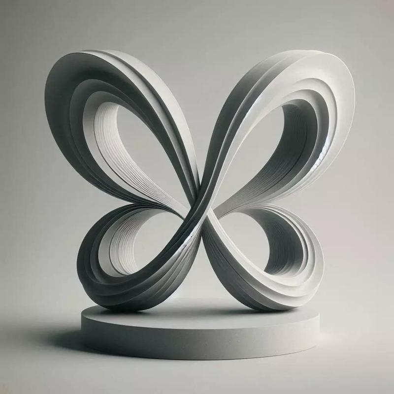 Infinity Wings on Solid Base  Minimalist Abstract Butterfly
