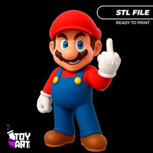 Middle Finger Mario - Bold STL Figure for 3D Print