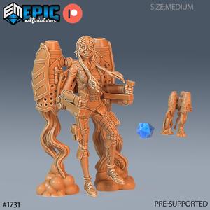 Jetpack Girl Susi ‧ DnD Miniature ‧ Tabletop Miniatures ‧ Gaming Monster ‧ 3D Model ‧ RPG ‧ DnDminis ‧ STL FILE