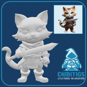 Delia Whiskers: Chibi Miniature 3D Printing STL File |28mm and 78mm for D&D and other TTRPGs