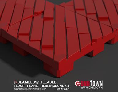 3D Modular Dungeon Tile: Floor - Plank - Herringbone 4.6 (WORN/DEEP) - DnD Town Minis (www.dnd.town)