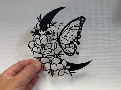 Decor Moon, butterfly and flowers