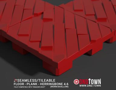 3D Modular Dungeon Tile: Floor - Plank - Herringbone 4.6 (WORN/SHALLOW) - DnD Town Minis (www.dnd.town)