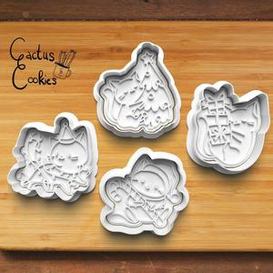 Christmas Cats Cookie Cutter set 0470