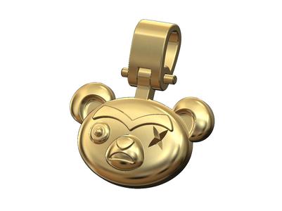 Evil bear head pendant with bail 3D print model