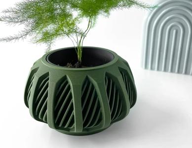 The Mirex Planter Pot with Drainage: Tray & Stand Included | Modern and Unique Home Decor for Plants and Succulents | STL File   
