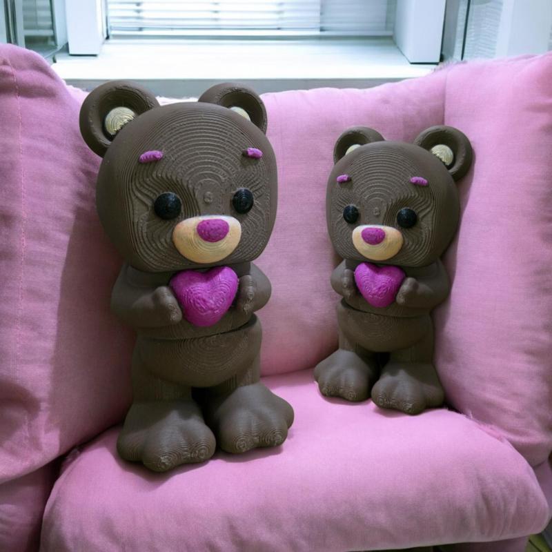 Mini Flexi Articulating Standing Bear Holding Heart