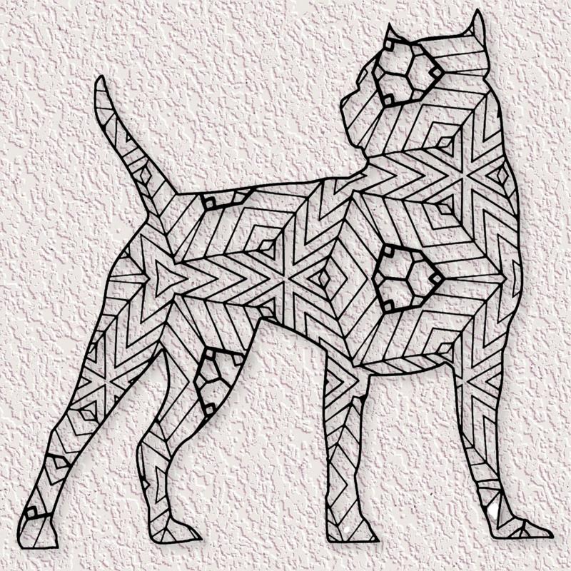 mandala pitbull art pit bull dog wall decor 2d art animal