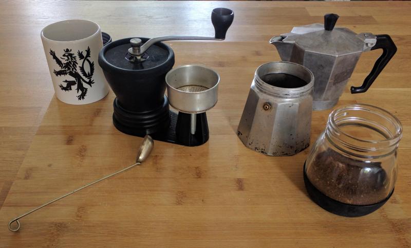 Hario Skerton grinder and Bialetti Filter holder