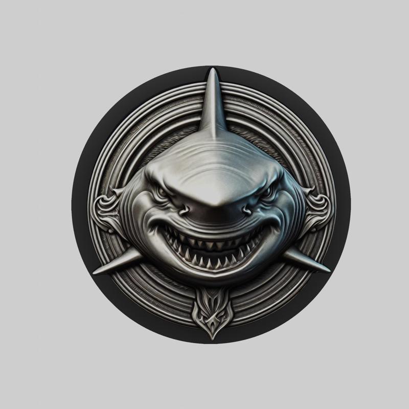 Shark Animal Head Shark Animal Medallion for CNC Router Laser & 3D Printer
