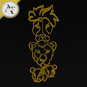 Lion Family - Line Art - 2D Wall Art Decor