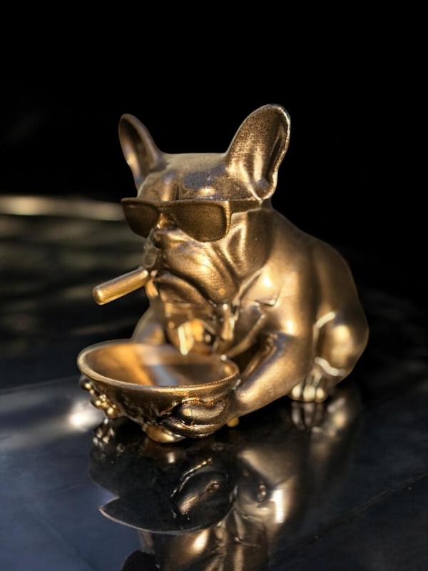 Golden Bulldog Boss sculpture