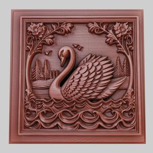 The swan swims on the lake 3d printer model animal model obj stl