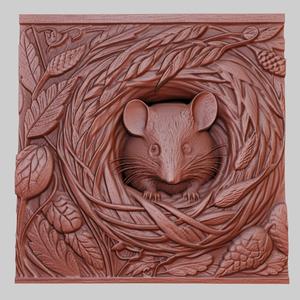 The field mouse hides in its nest 3d printer model animal model obj stl