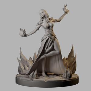 Fire Genasi Dancer – 3D Printable STL | 72mm Scale | Pose & Pin-Up
