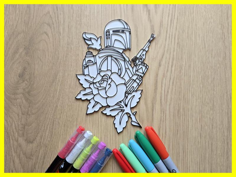 Boba Fett Floral DIY Coloring Panel