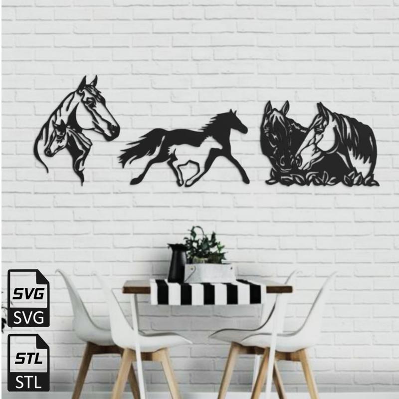 Horse 2D Wall Art STL SVG