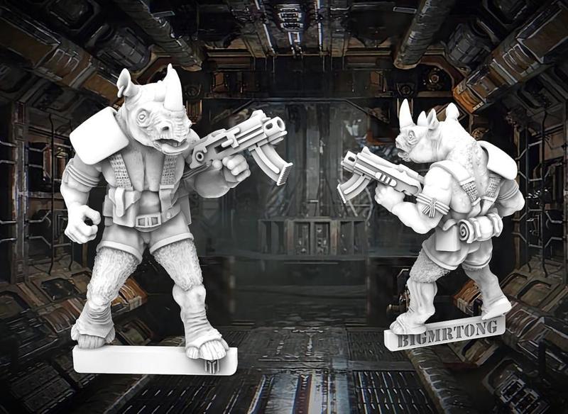 Space Rhino Beastman - 28mm Miniature