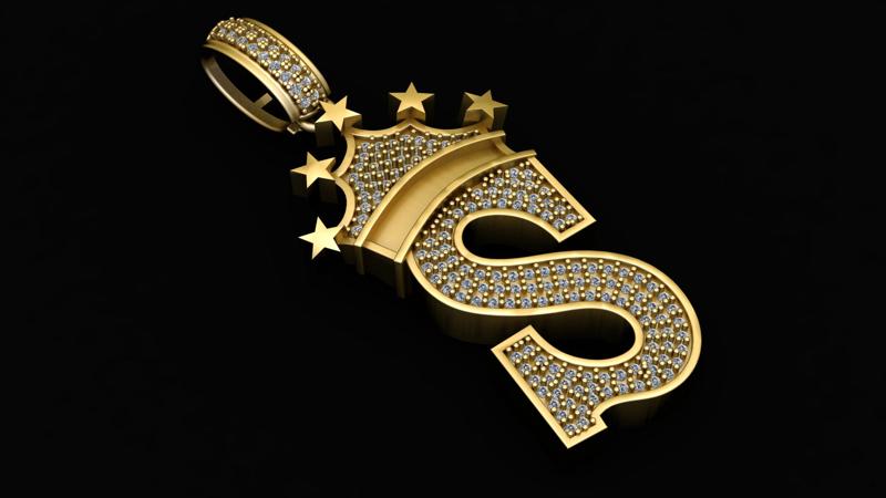 Alphabet S diamond pendant 3d printable Model