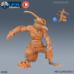 Crow Hood Ranger Attack ‧ DnD Miniature ‧ Tabletop Miniatures ‧ Gaming Monster ‧ 3D Model ‧ RPG ‧ DnDminis ‧ STL FILE