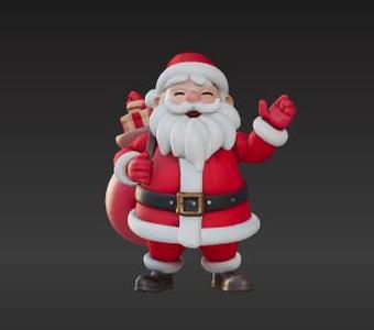 Cartoon Christmas Figure – Waving Holiday Model with Presents STL