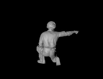 Ground support staff - squatting and giving instructions 3D digital character model